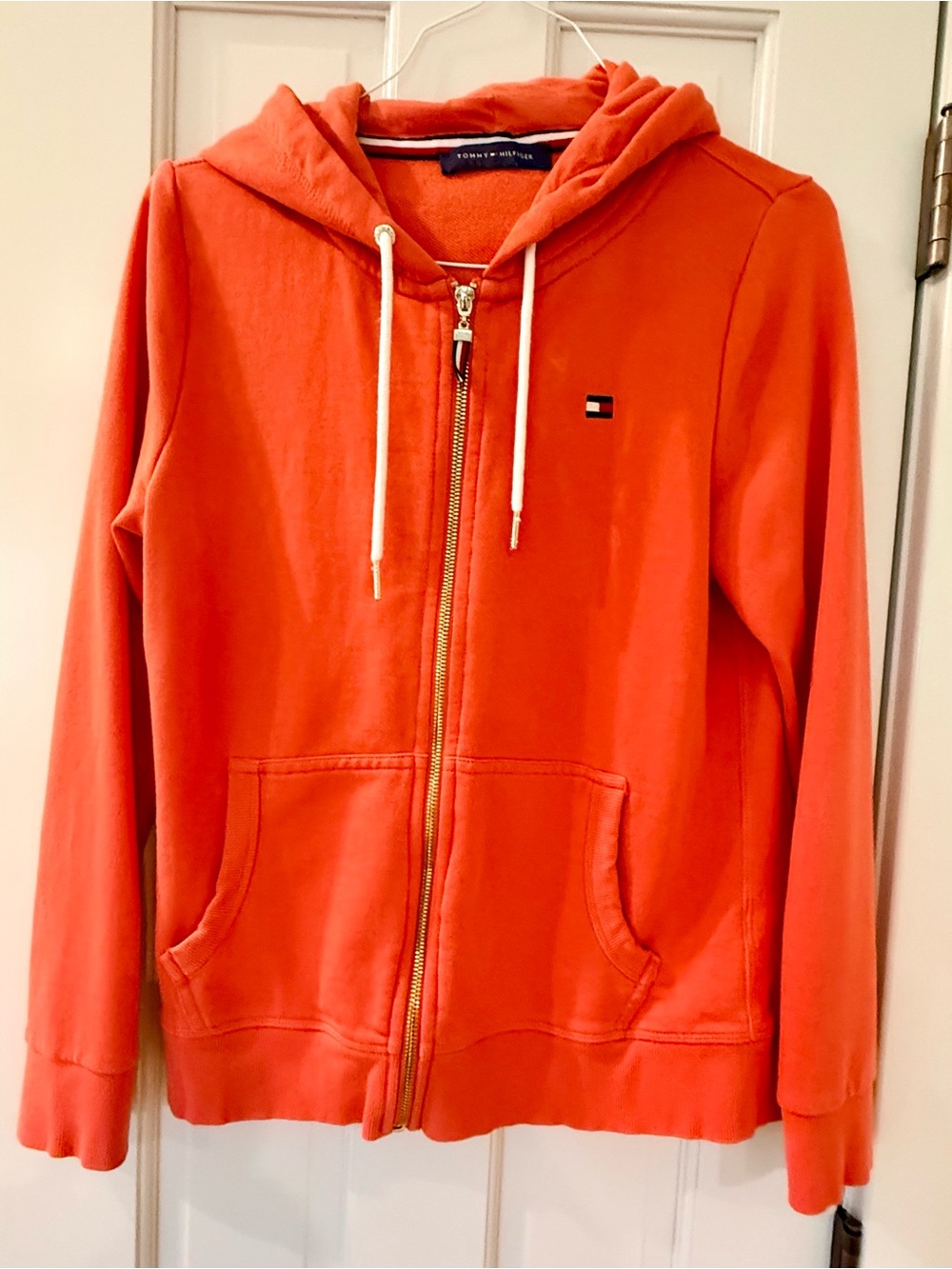 Tommy Hilfiger Women's Orange Zip-Up Hoodie - M